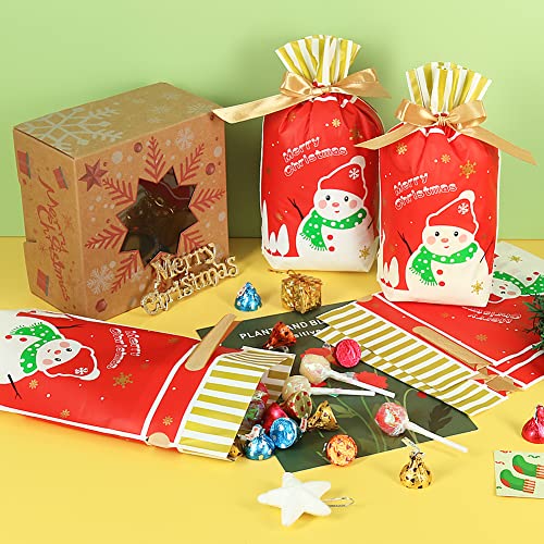 30 Pc Foil Drawstring Christmas Gift Bags Assorted Sizes F83746