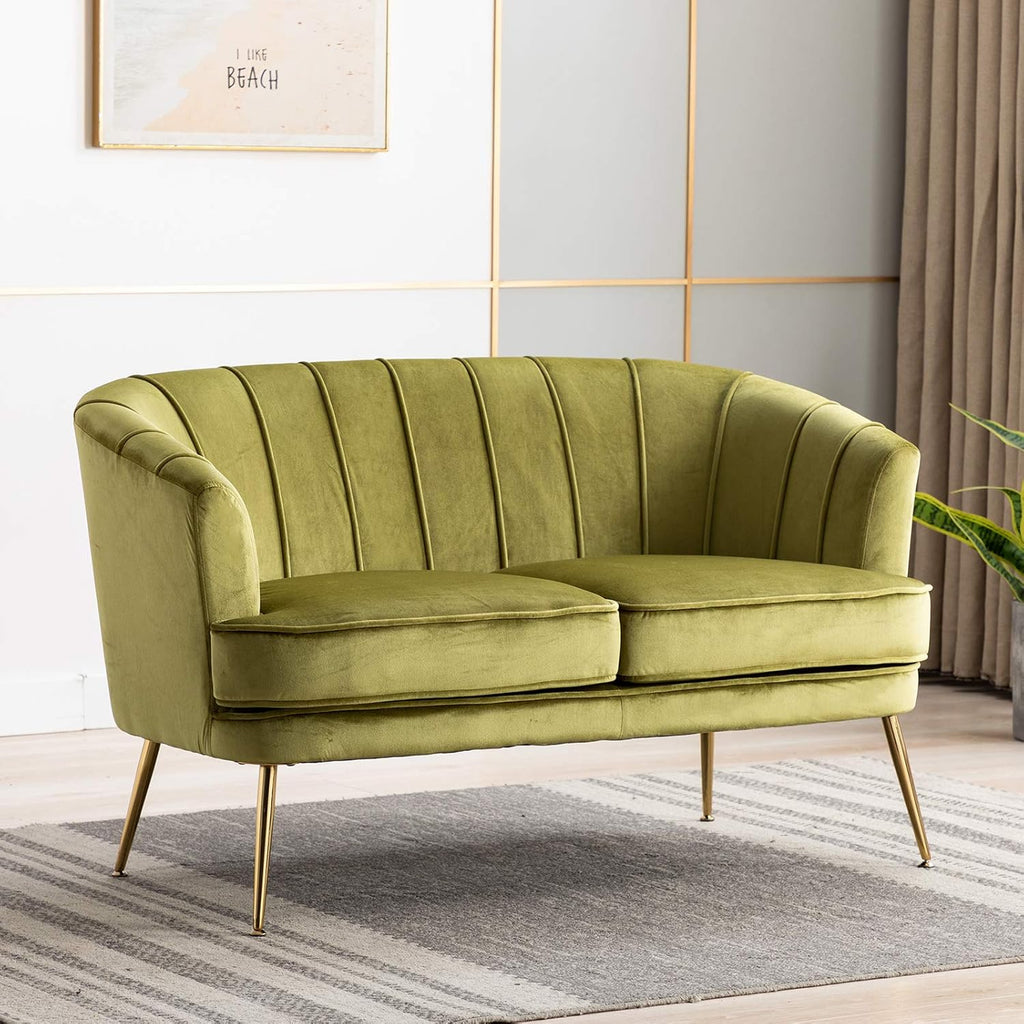 Caramel Velvet 2-Seat Sofa with Metal Legs M911