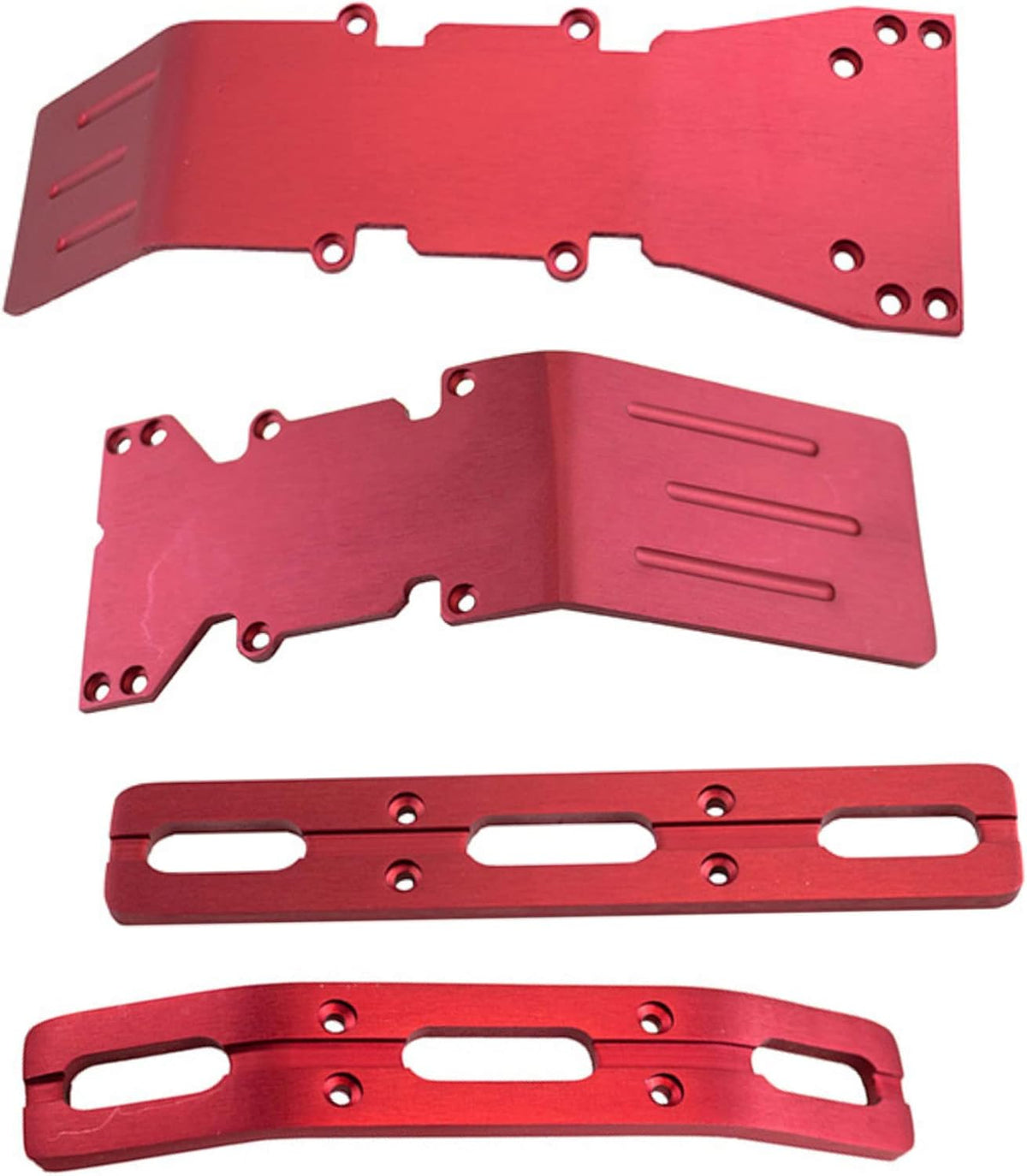 Red Anodized Aluminum Skid Plate and Bumper Set for RC Car, Pack of 2 N723514