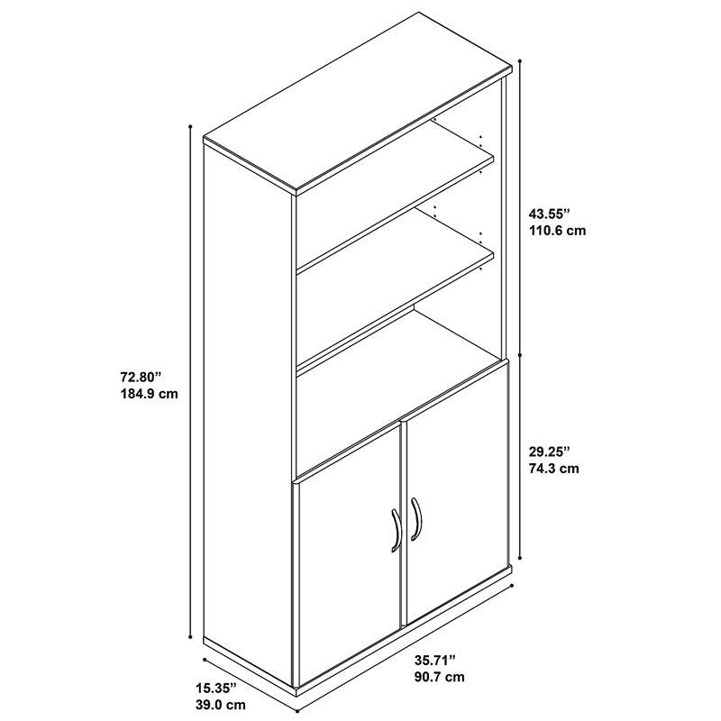 5 Shelf Bookcase with Doors in Natural Cherry Y464