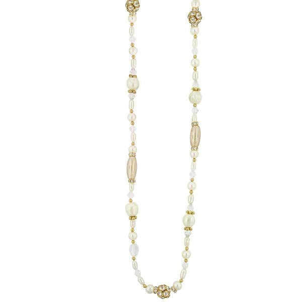 Faux Pearl And Crystal Rope Necklace 38" C94474