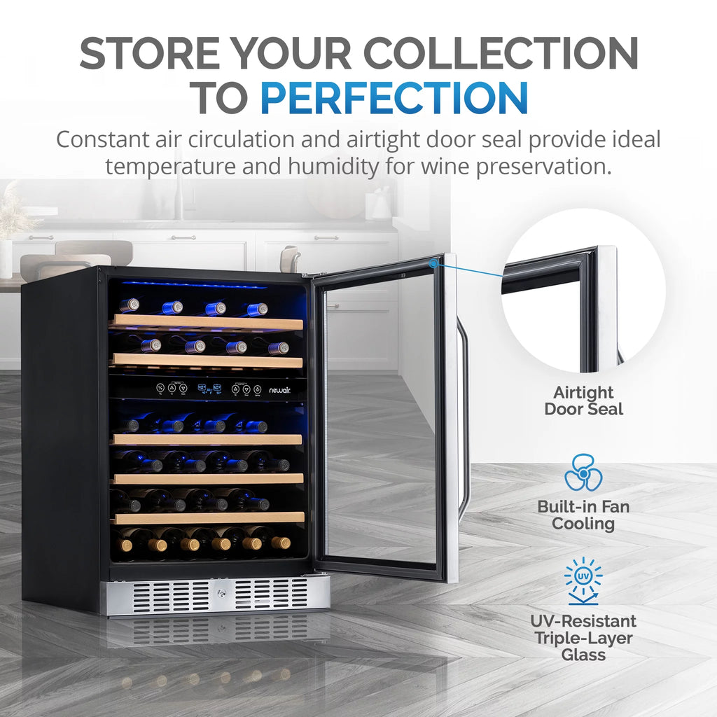46-Bottle Dual-Zone Stainless Steel Wine Refrigerator U49766