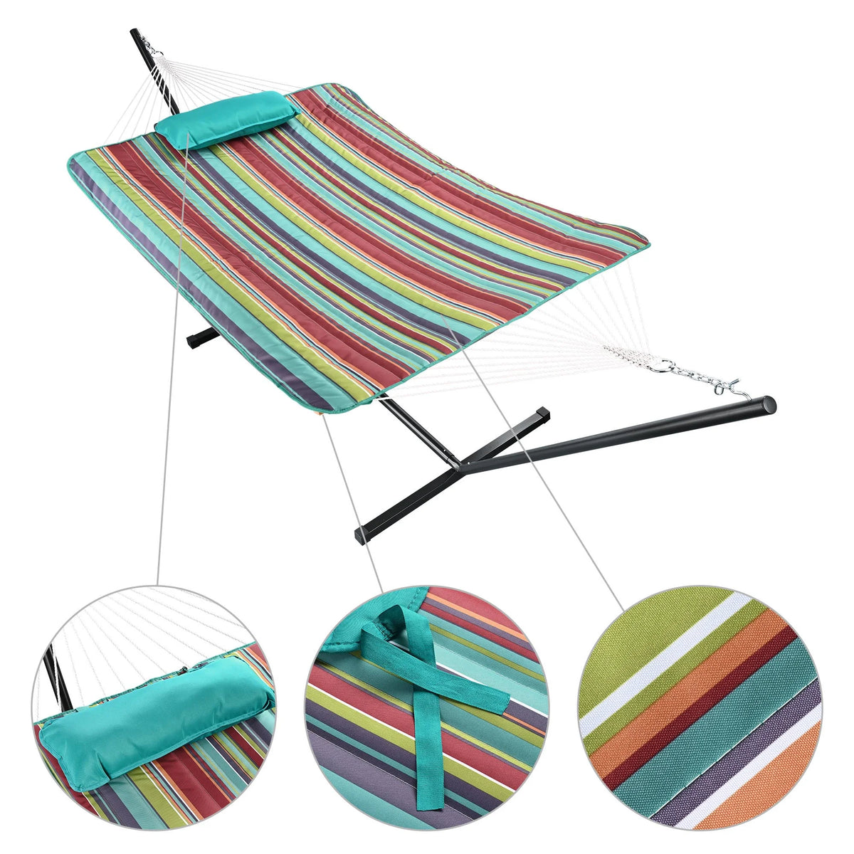 2 Person Hammock with Stand, 500Lbs, with Carrying Case W7451
