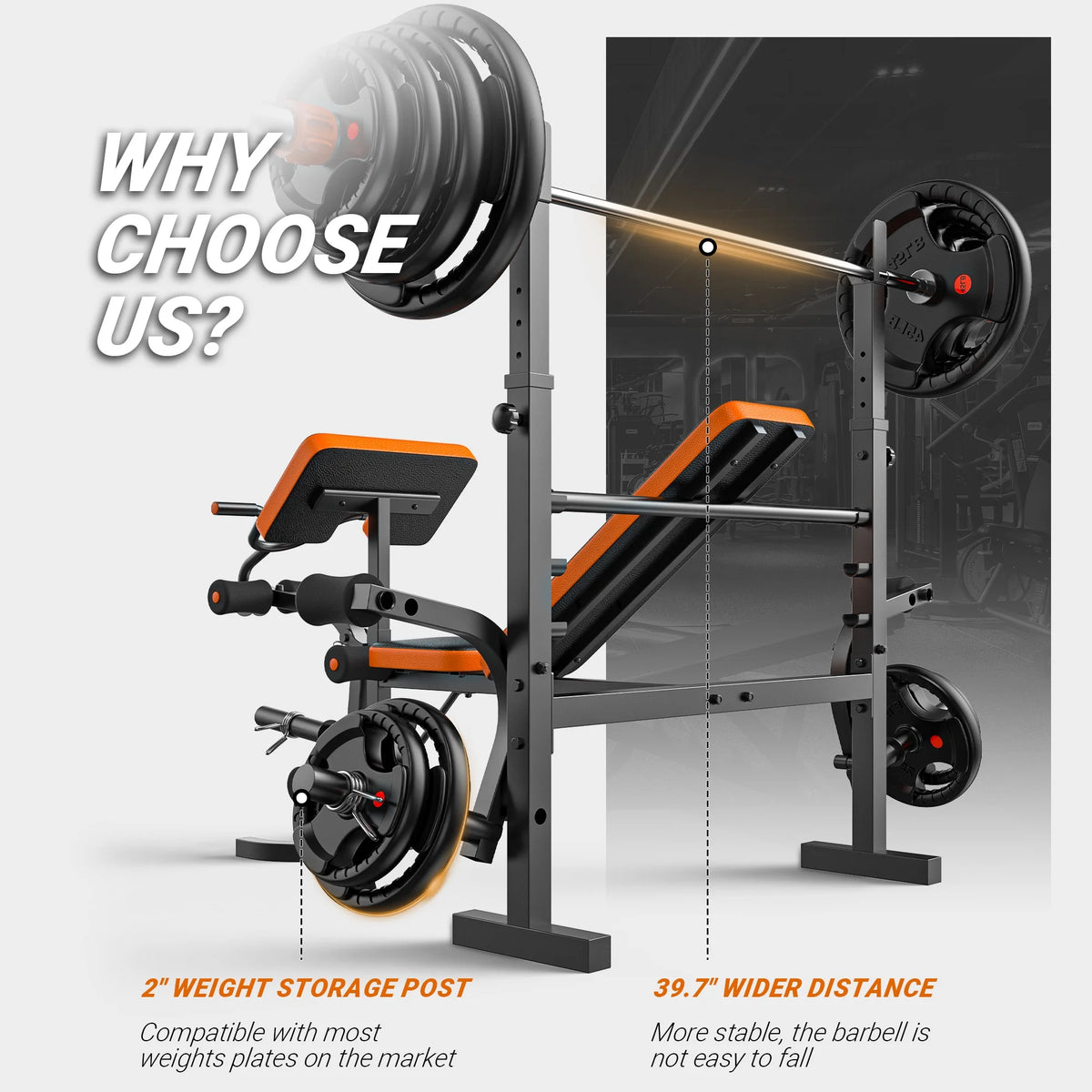 Adjustable Weight Bench with Barbell Rack and Leg Developer L3749