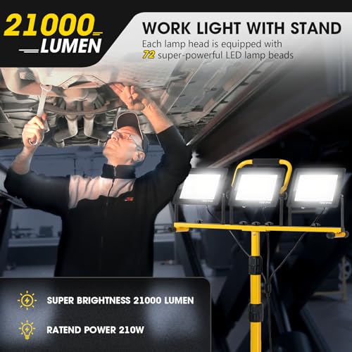 21000Lumen 3 Head IP66 Waterproof LED Work Lights with Stand O274560