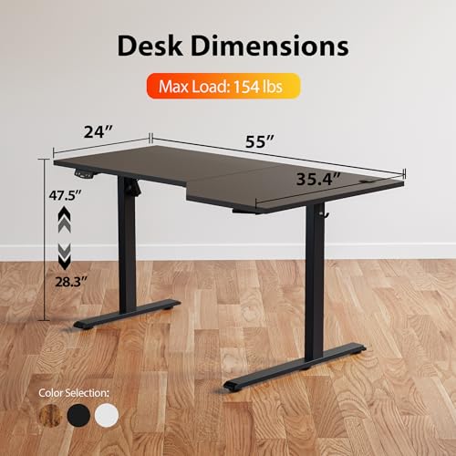 L-Shaped 55 Inches Height Adjustable Electric Standing Desk D40953