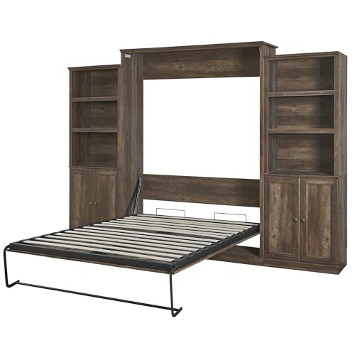 Queen Size Murphy Bed with Storage Shelf Gray B673