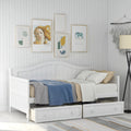 White Folding Chair Bed Double Wooden Sofa Bed with 2 Drawers A666374
