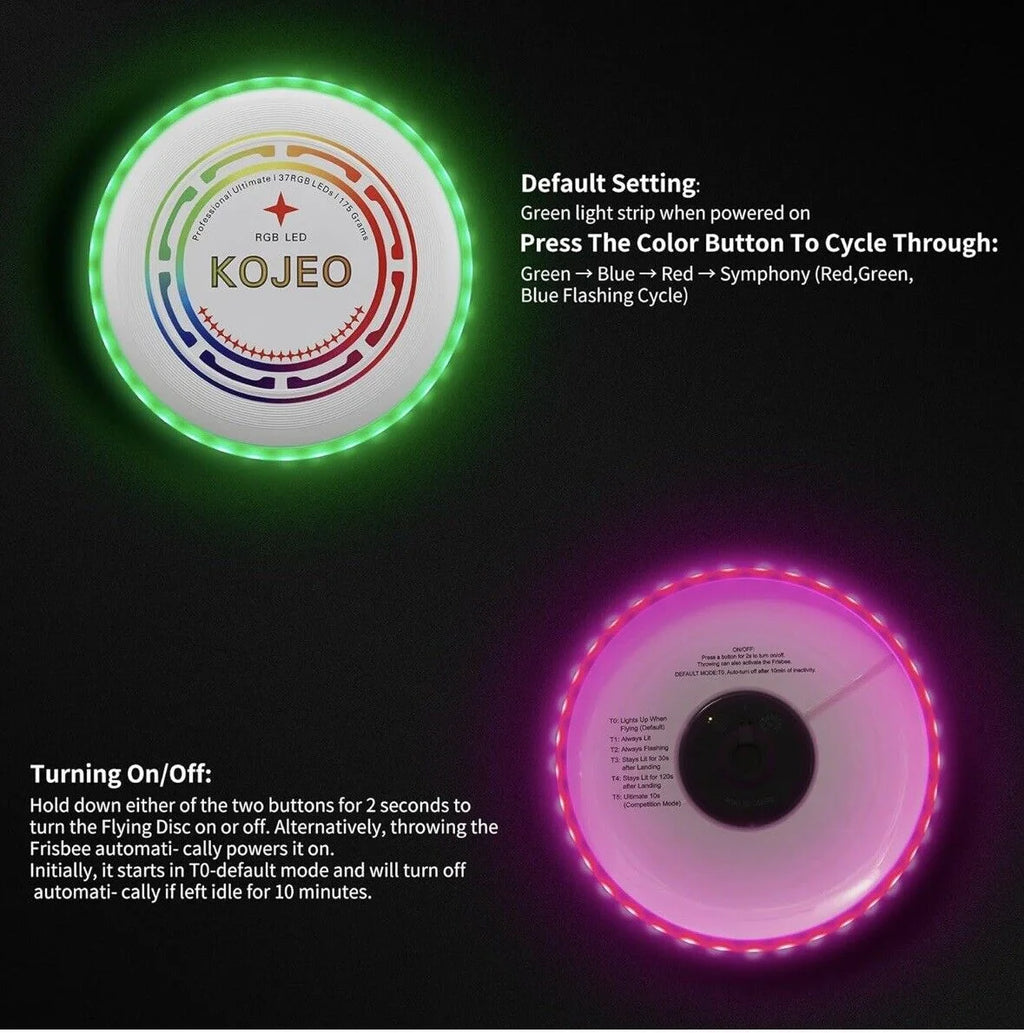Glow in The Dark LED Flying Disc Toys, Rechargeable, IP65 Waterproof J68214