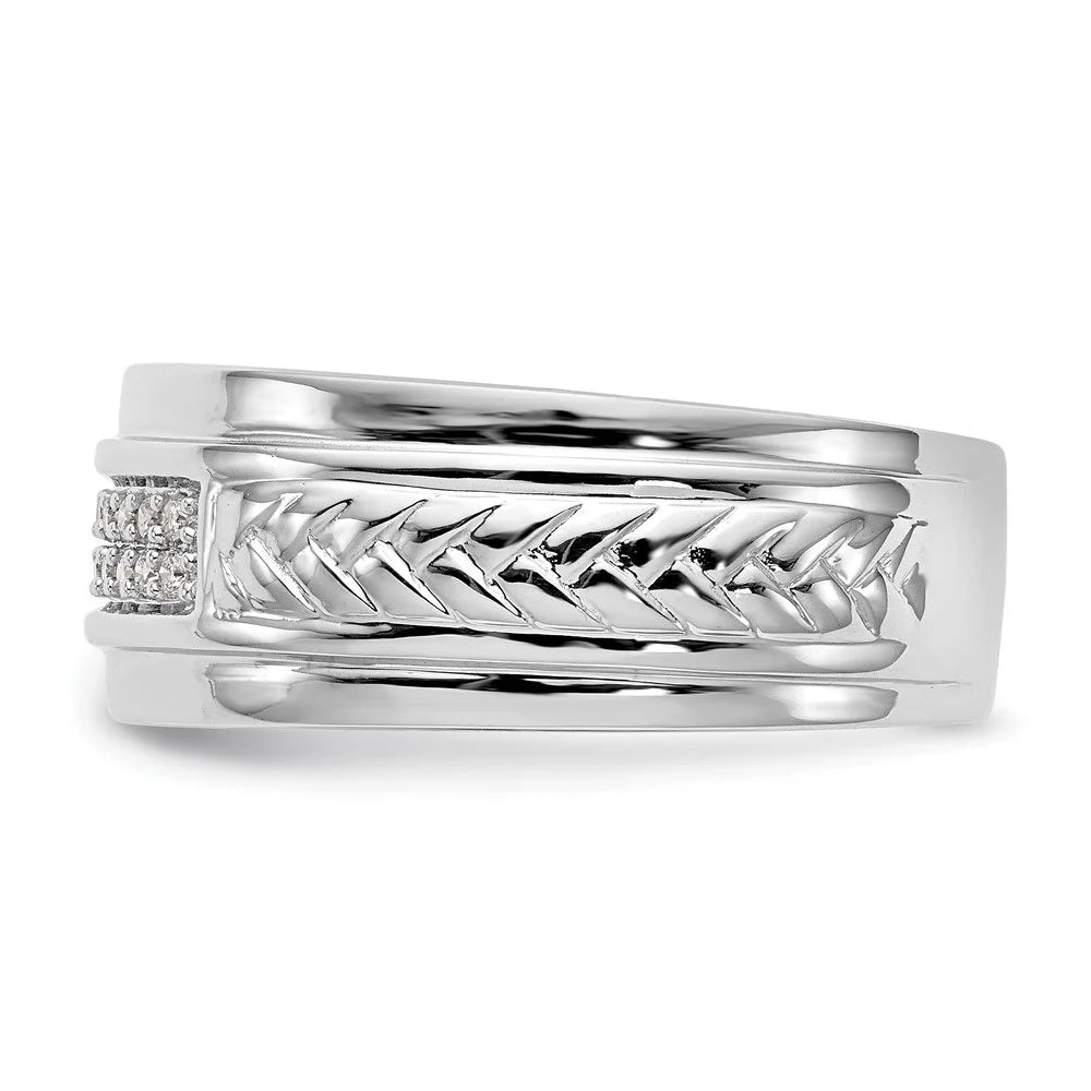 14K White Gold Diamond Trio Wedding Band Size 10 O9218