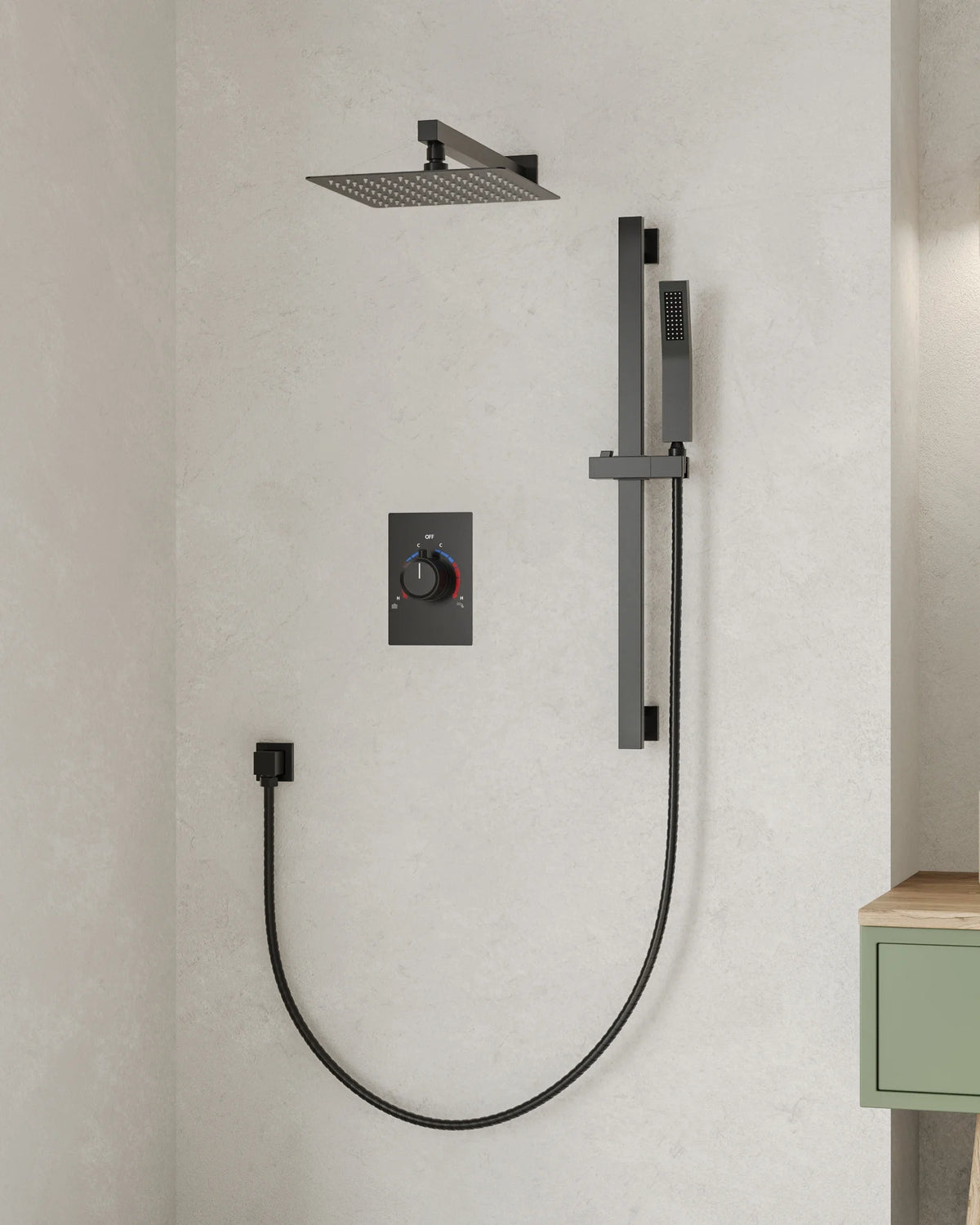 Matte Black 10 in. Shower Faucet Set with Handheld Slide Bar O197807