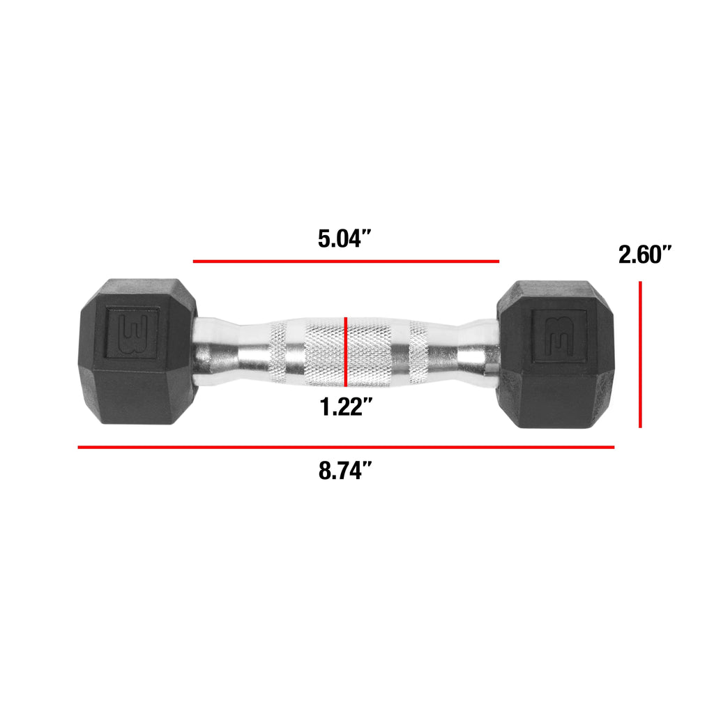 3lb Rubber Hex Dumbbell M121604