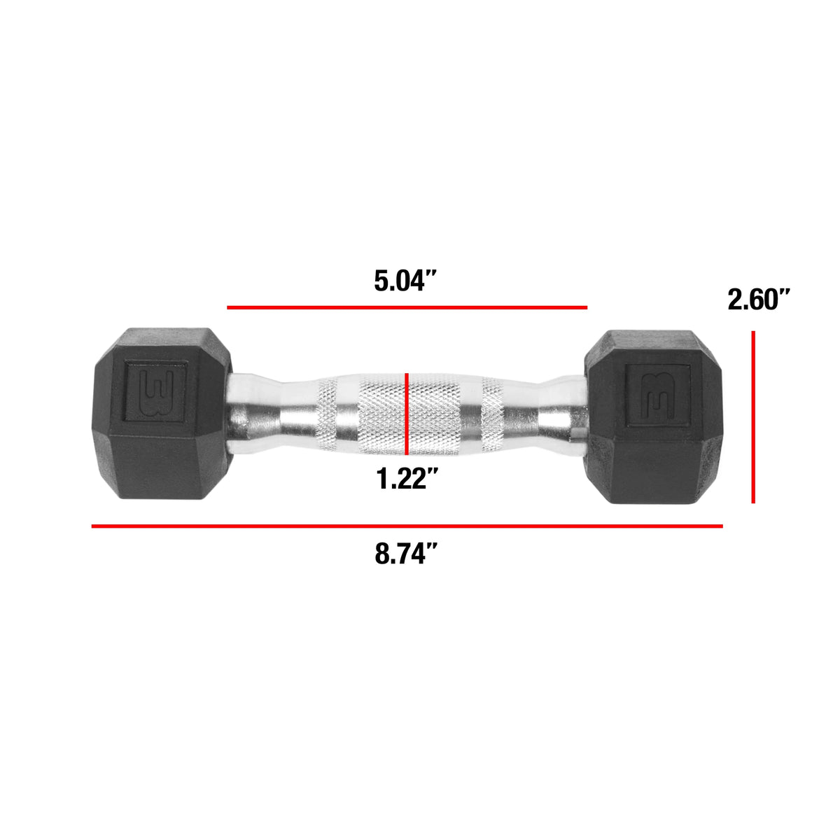 3lb Rubber Hex Dumbbell M121604