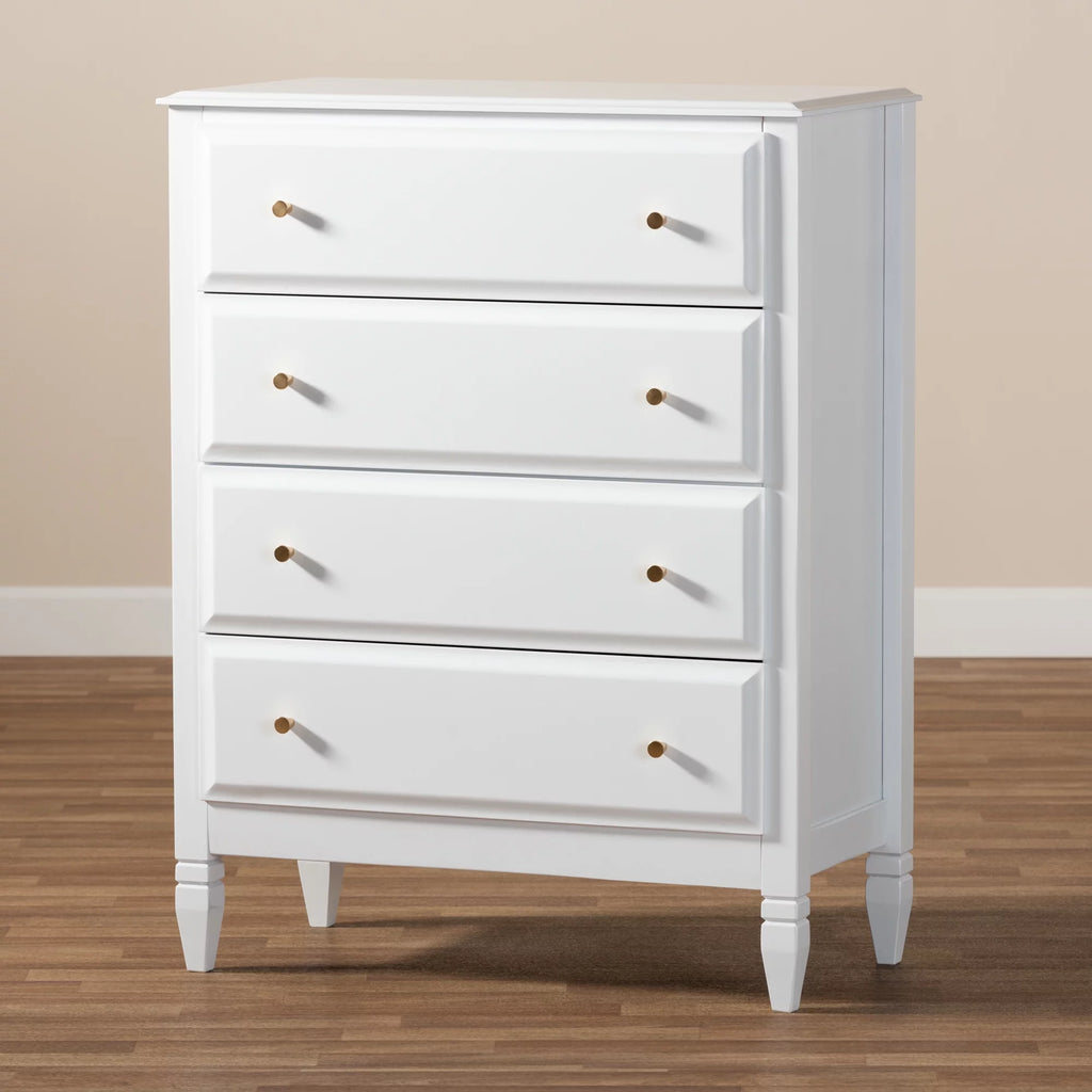 White 4-Drawer Wood Bedroom Chest B97453