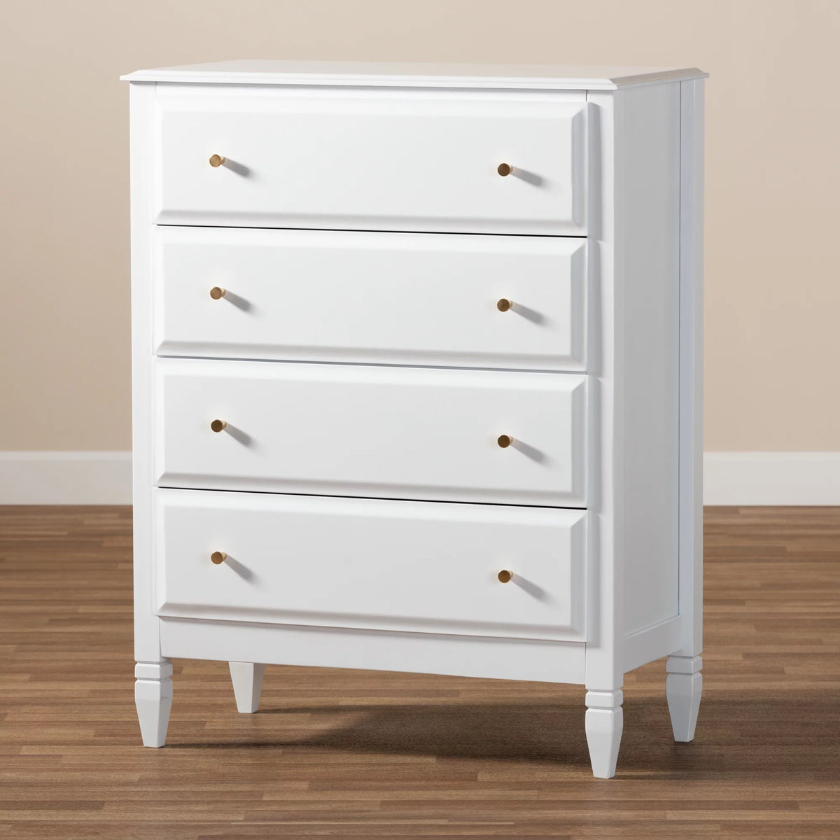 White 4-Drawer Wood Bedroom Chest B97453