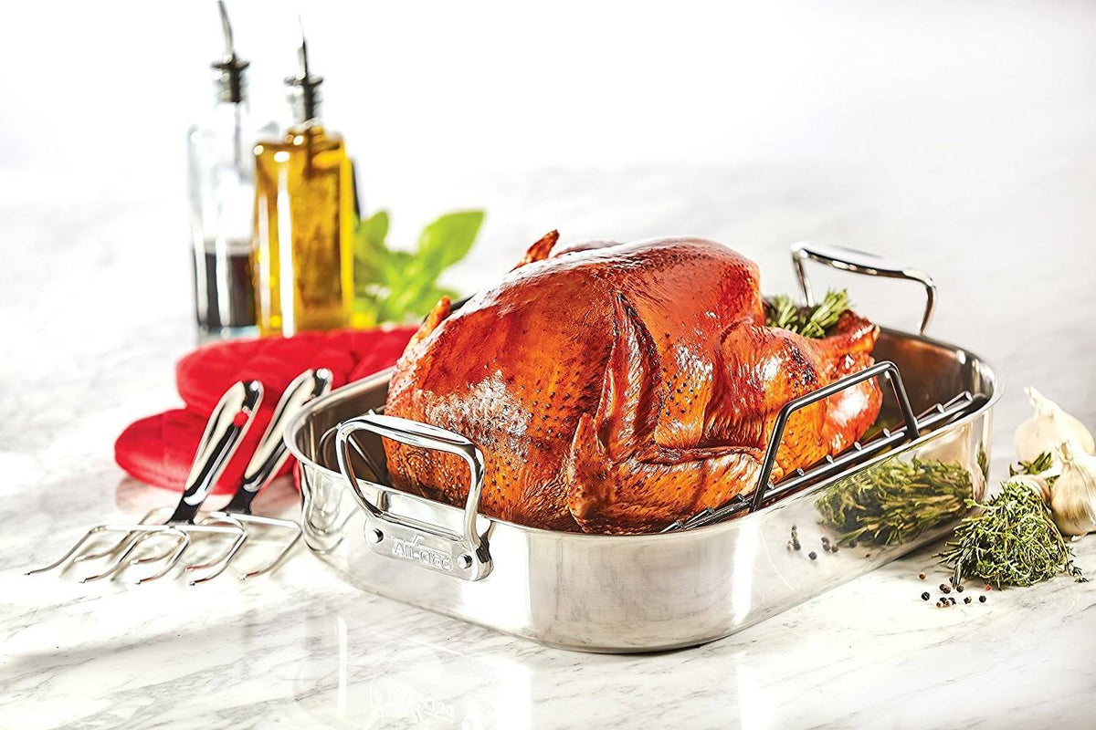 Large Stainless Steel Roaster with Rack W950