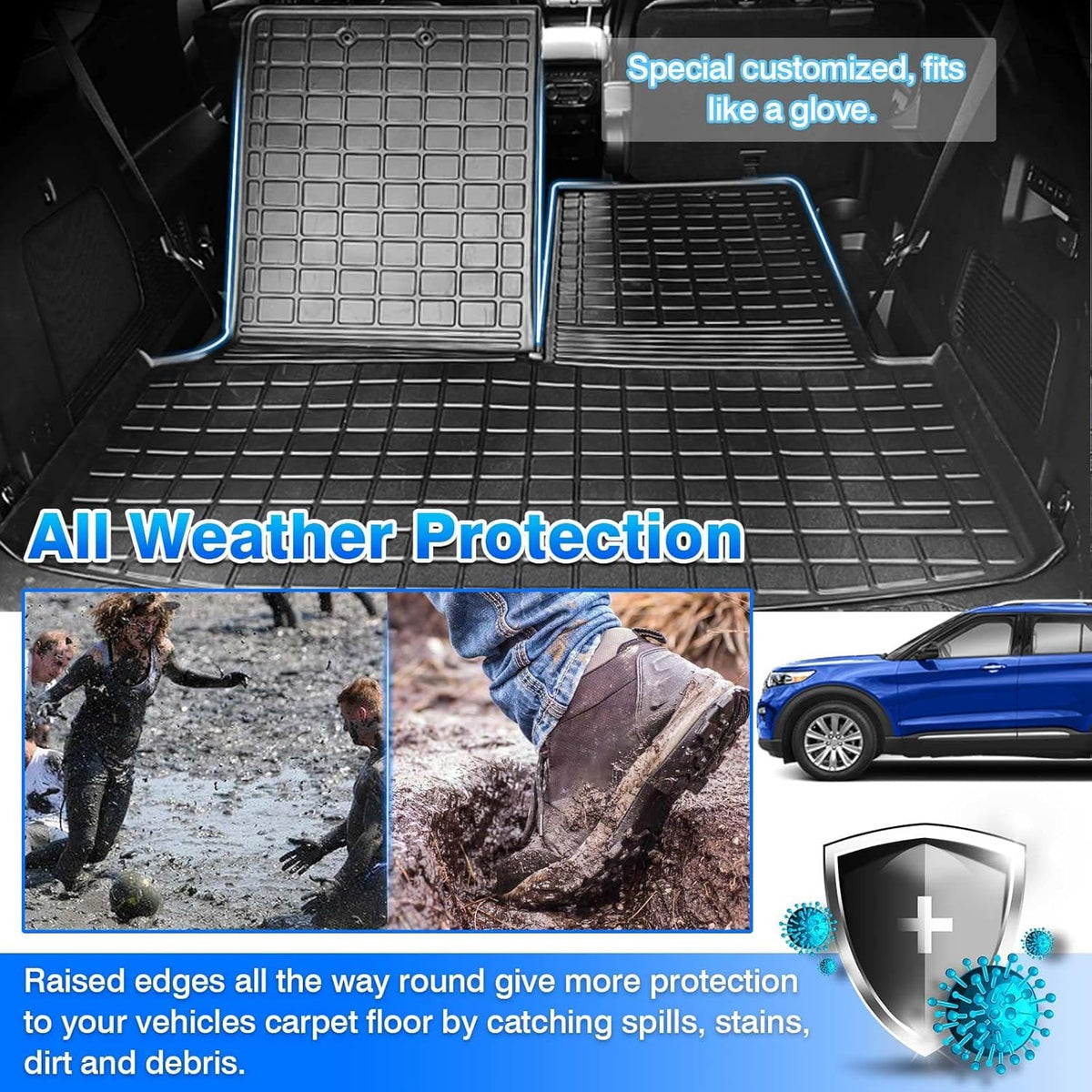 All Weather TPE Cargo Liner Trunk Mat Pack of 2 Z9797