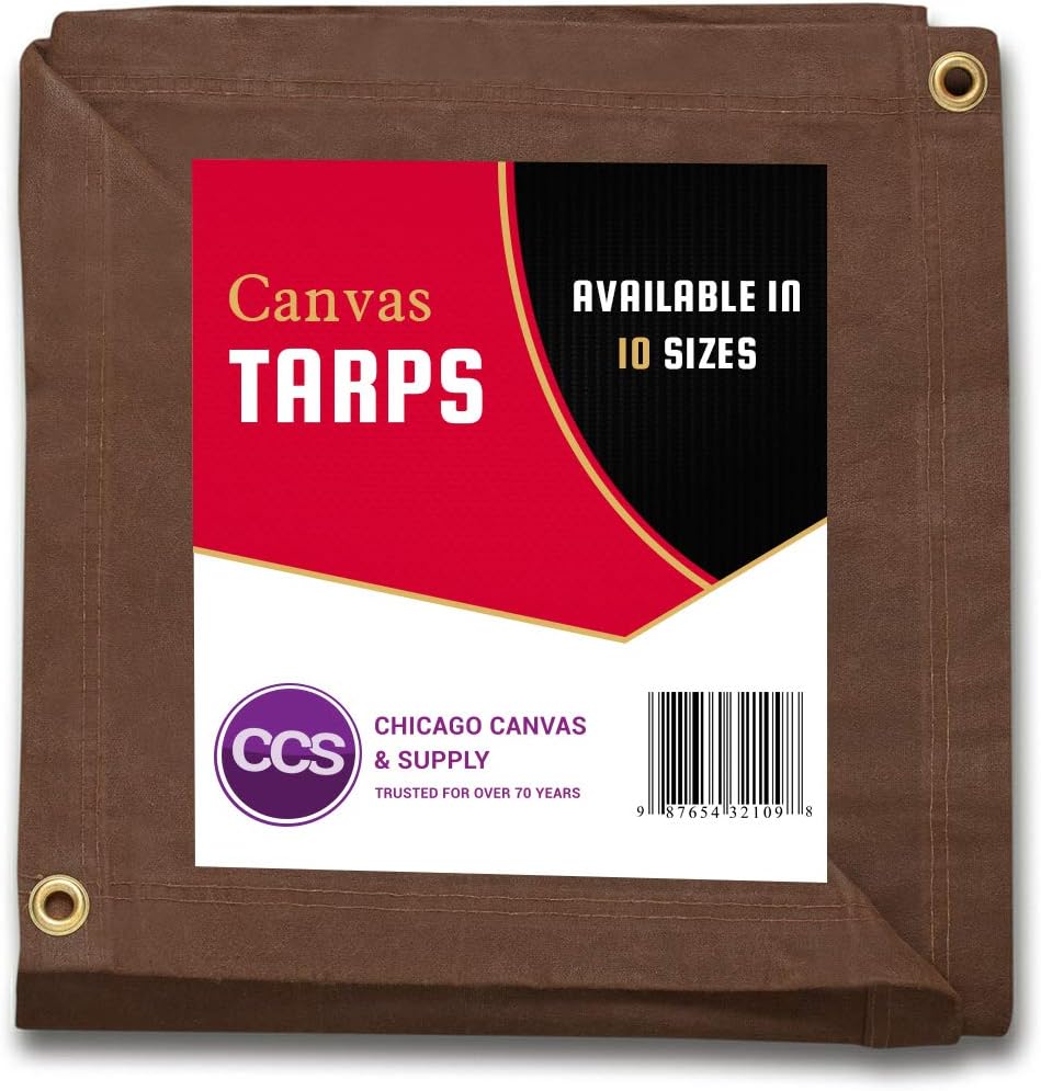 Olive Drab 10 by 12 Feet Waterproof Canvas Tarp with Rustproof Grommets F690