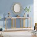 70.9 Inch Extra Long White and Gold Console Table Q384406