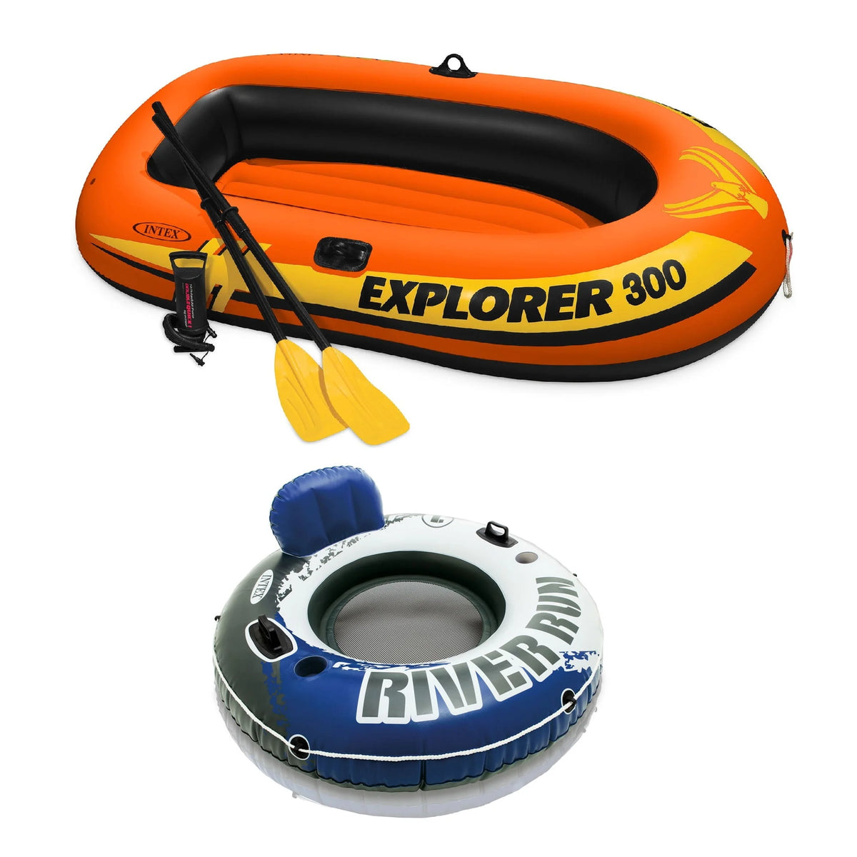 Compact Inflatable 3 Person Raft with Pump & Oars & 1 Person Tube F238