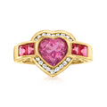 Pink Topaz and Diamond Heart Ring in 18kt Gold Over Sterling U319231