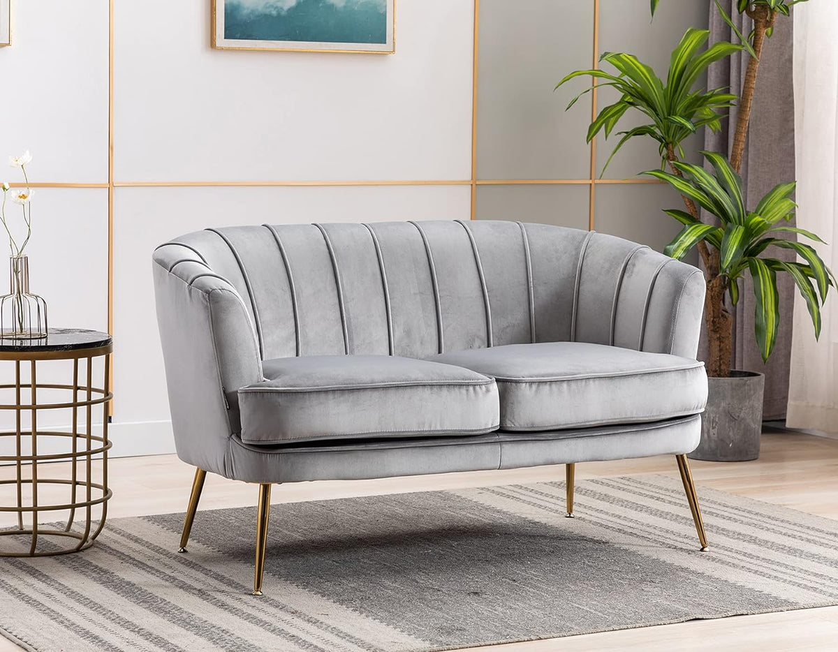 Caramel Velvet 2-Seat Sofa with Metal Legs M911