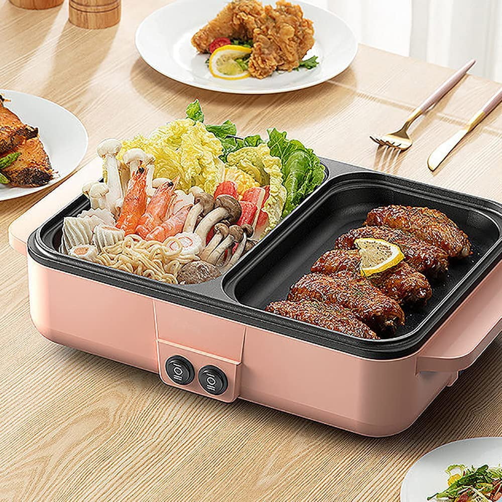 2 in 1 Electric BBQ Grill Pan Hot Pot I8838