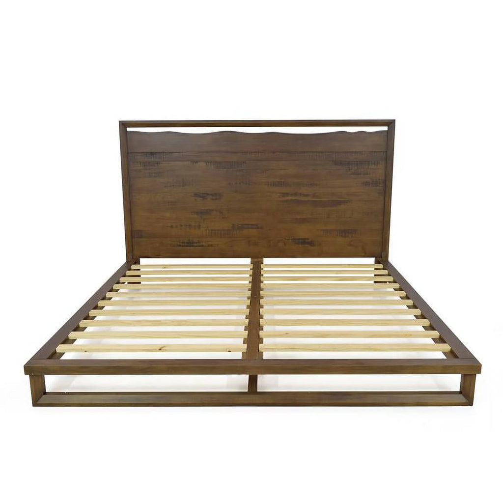 Queen Mocha Brown Wood Platform Bed I6344