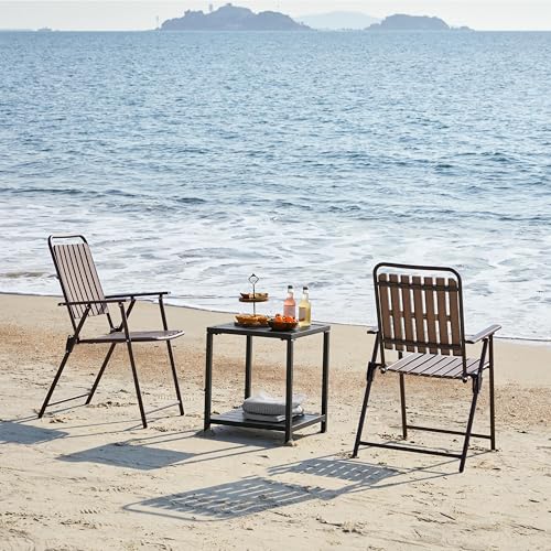 Folding Patio Chair Set of 4 Black T86538