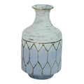 6.69x22 Metal Coastal Table Vase in Distressed Blue/Gold K322732