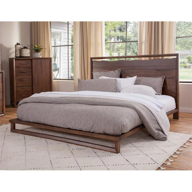 Queen Mocha Brown Wood Platform Bed I6344