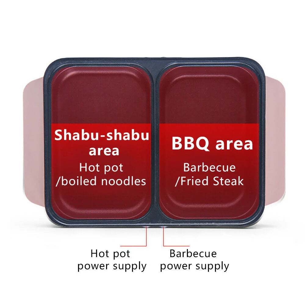 2 in 1 Electric BBQ Grill Pan Hot Pot I8838