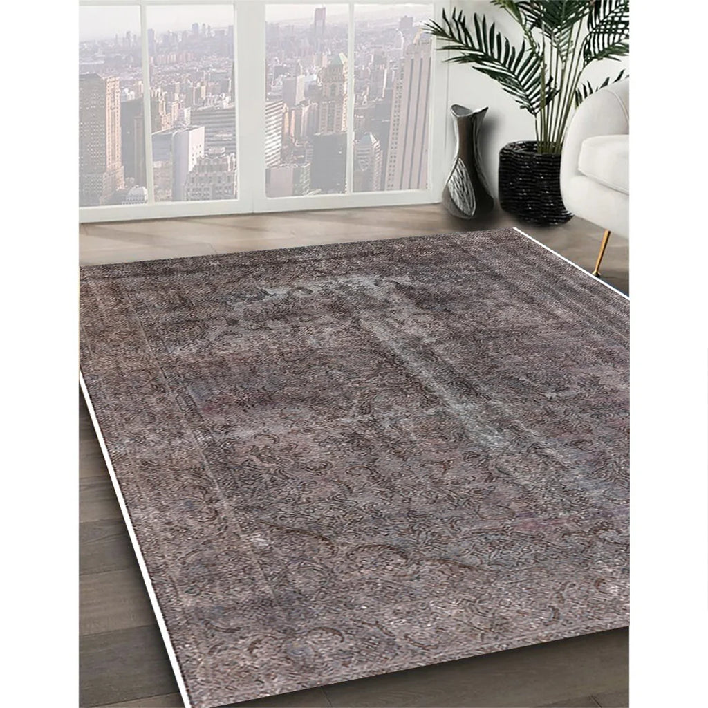 Gunmetal Gray Rectangle Oriental Area Rug R694217