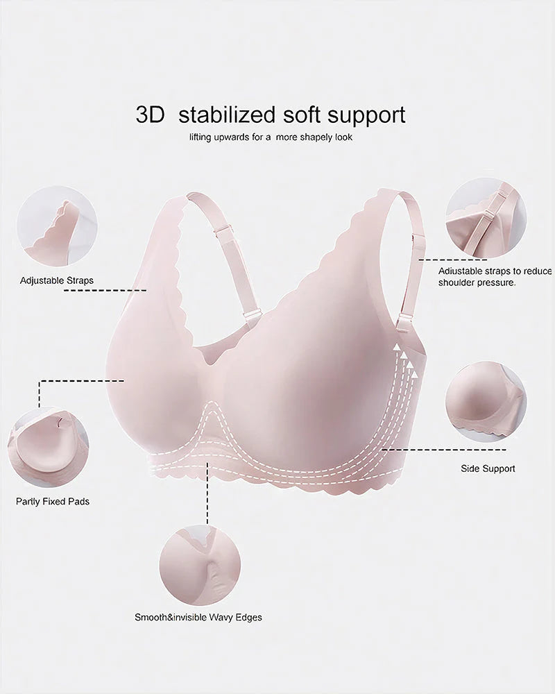 Wireless Bra with Scalloped Edge and Deep V Neckline R330