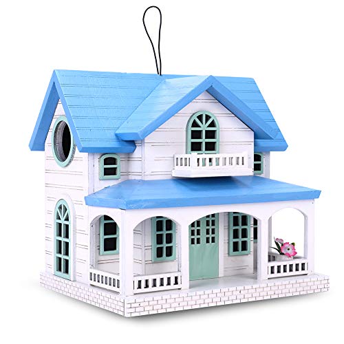 Wooden Birdhouse with Blue Roof O172064