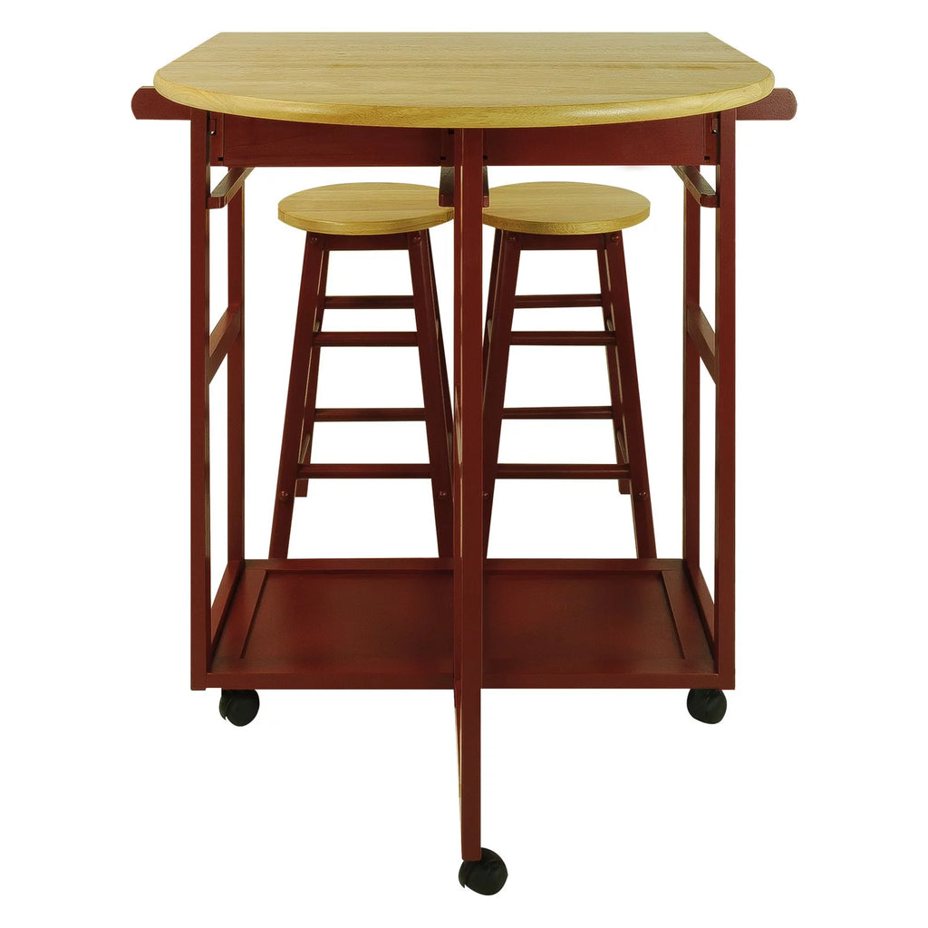 White Kitchen Cart with Drop-Leaf Table Q525