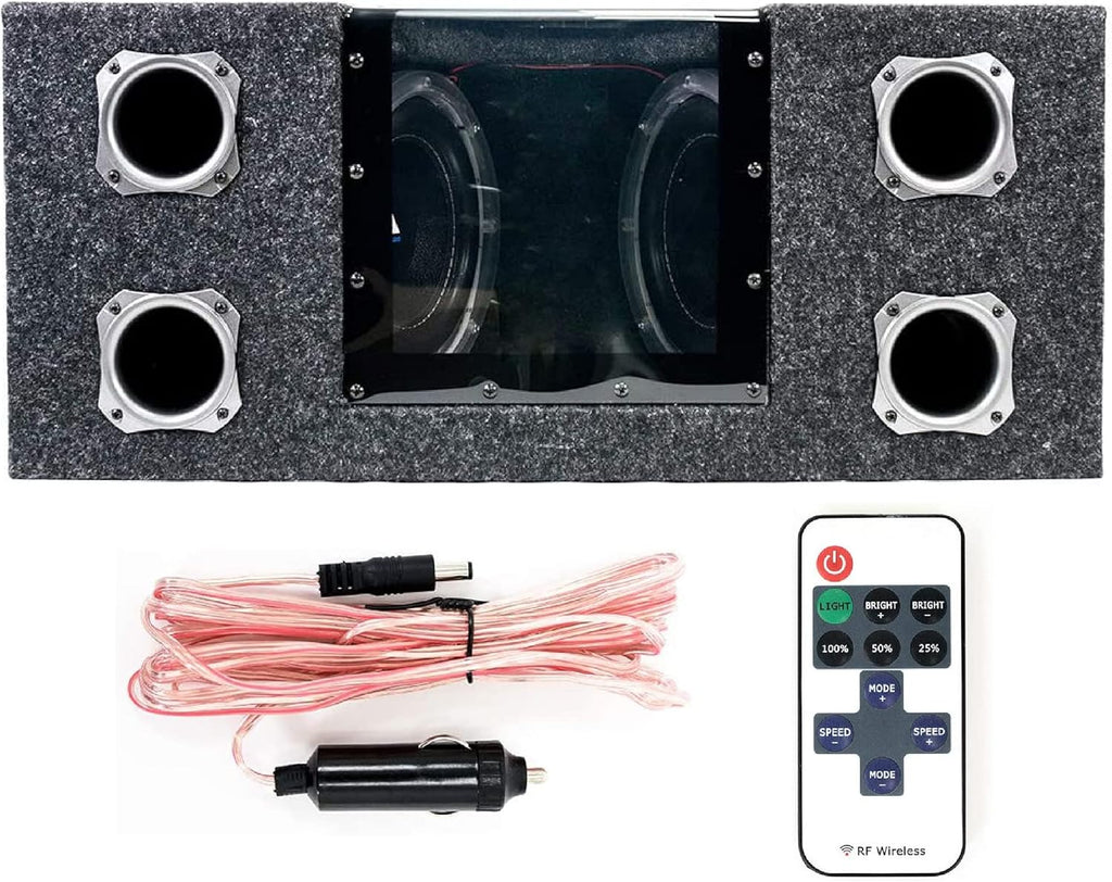 Dual 8 Inch 800 Watt Car Audio Subwoofer Box with LED Lights & Plexiglass Window B615057