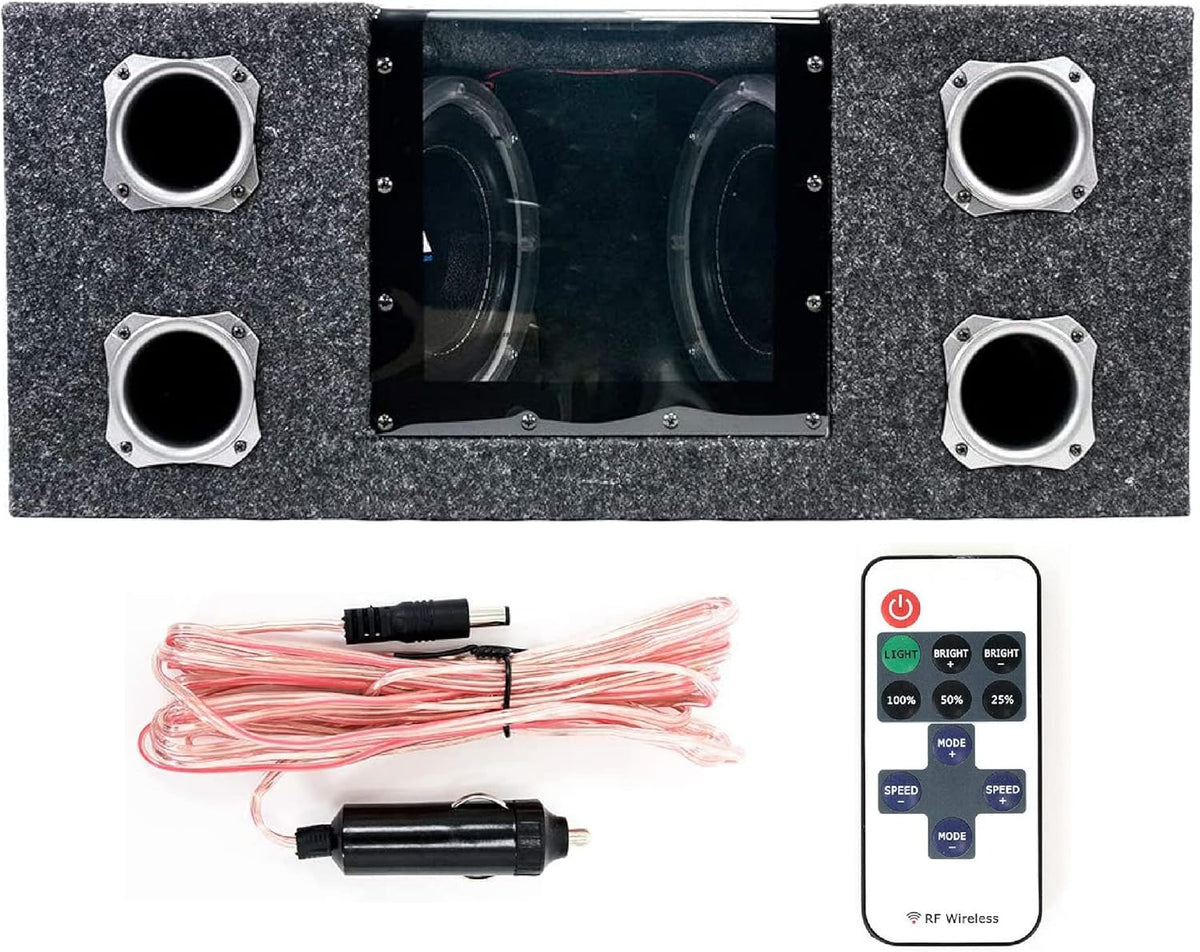 Dual 8 Inch 800 Watt Car Audio Subwoofer Box with LED Lights & Plexiglass Window B615057