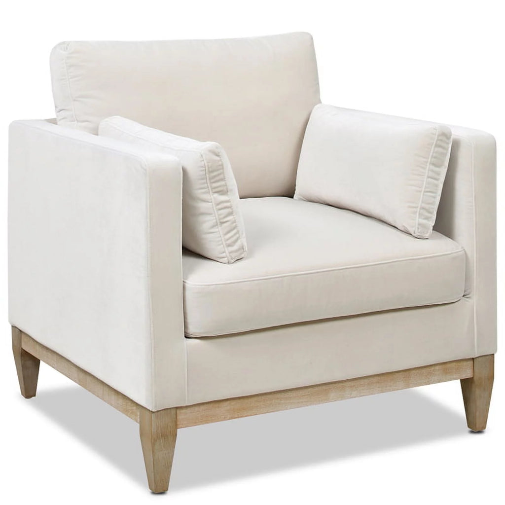 Beige Velvet 3 Piece Arm Chair & Sofa Set P8608