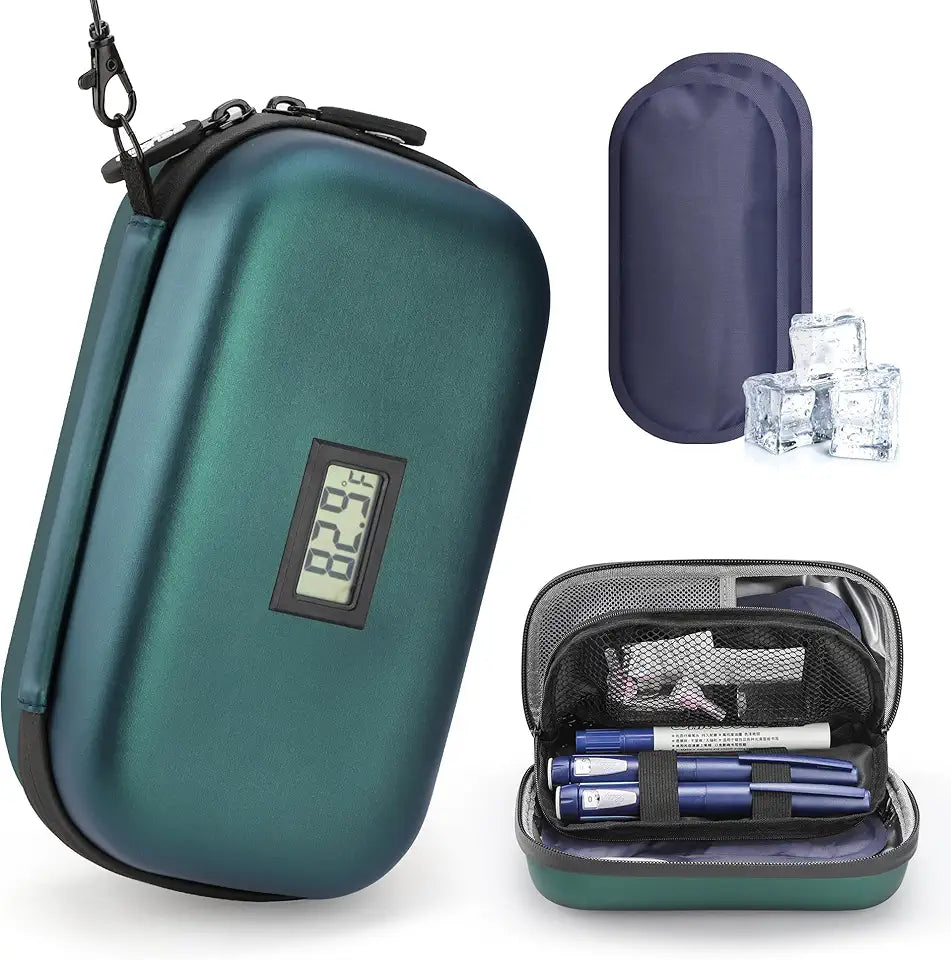 Insulin Cooler Travel Case with Temperature Display, TSA Approved with 2x160g Ice Packs F6372