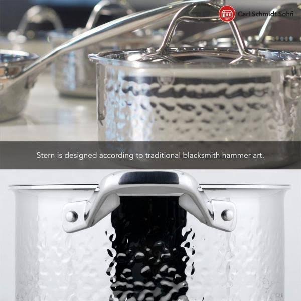 Hammered Stainless Steel Tri-Ply Stock Pot with Lid R7910