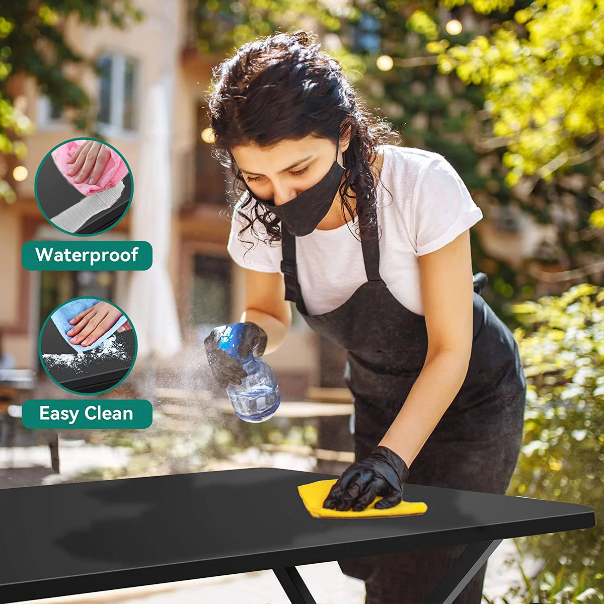 6ft Heavy-Duty Outdoor Folding Table with Carrying Handle, Black K63413