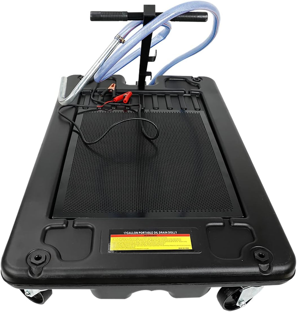 17 Gallon Low Profile Oil Drain Pan with Electric Pump and 8 Hose G50541