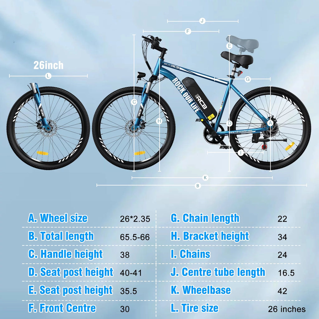 500W 26 Electric Mountain Bike with 36V 12 Ah Removable Lithium-Ion Battery X48165