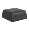 Dark Grey Leather Square Ottoman Q32648