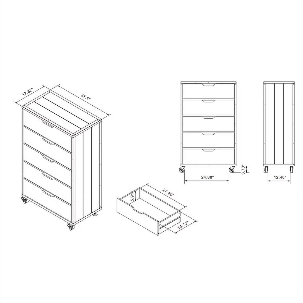 Wood 5-Drawer Dresser S8164