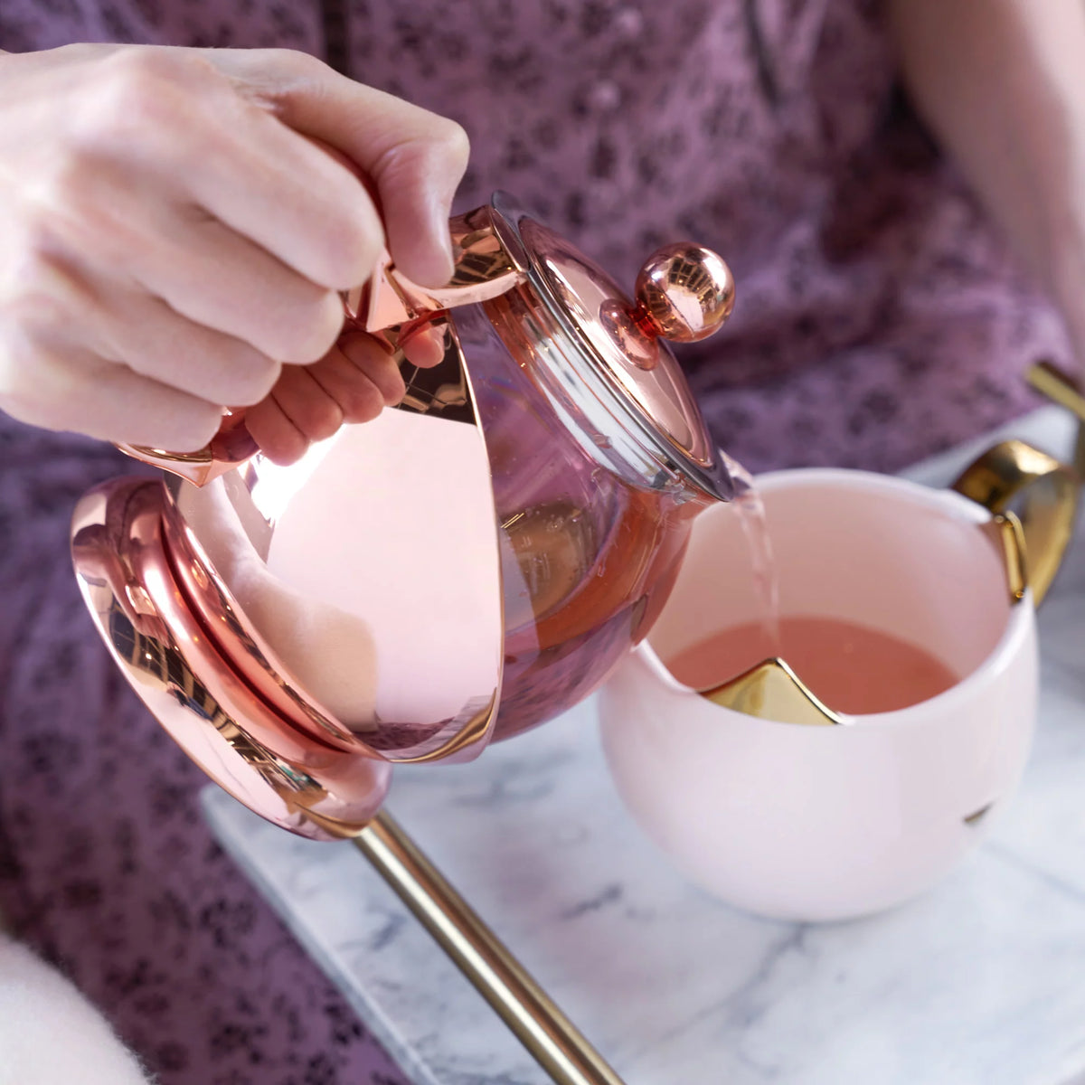 Rose Gold Glass Teapot with Infuser 24 Oz G716002