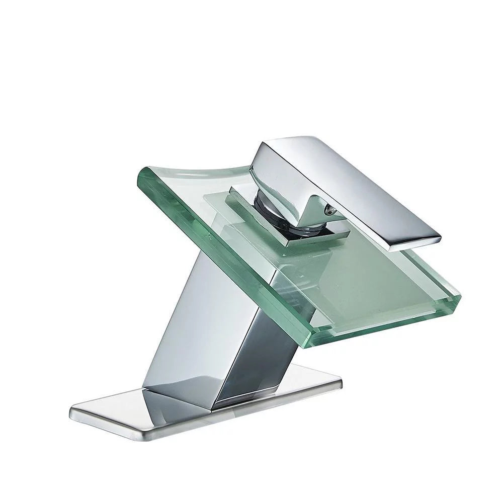Single Hole Single-Handle Bathroom Faucet with Glass Spout in Polished Chrome O3770