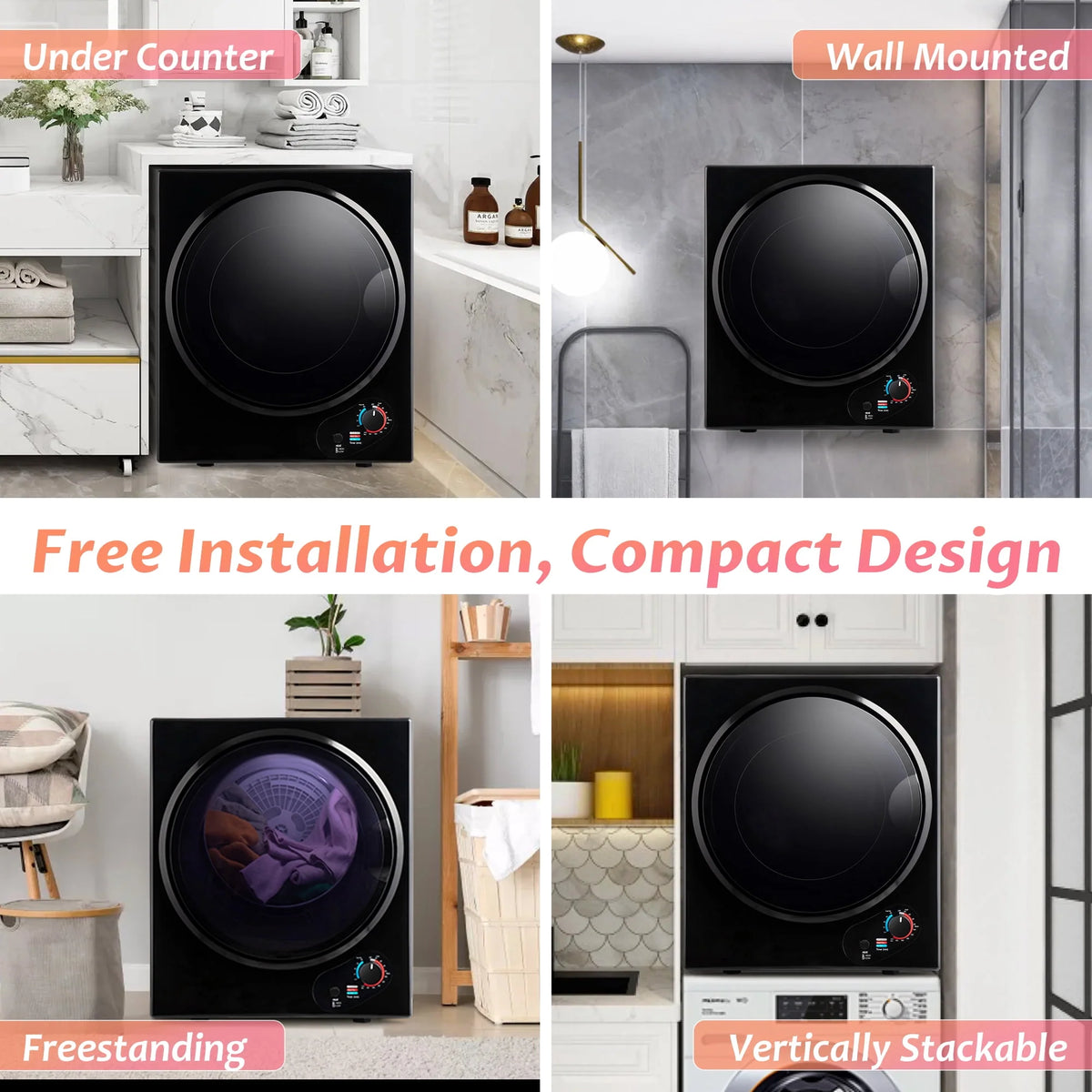 1.5Cu.ft Compact Portable Laundry Dryer with 5 Drying Modes P2502