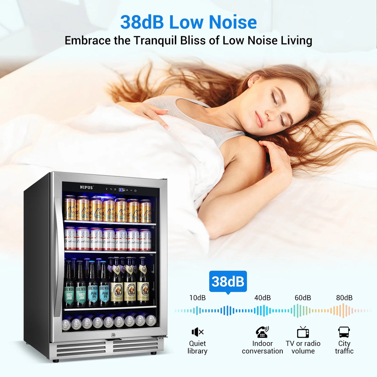 24 inch 140 Can Beverage Refrigerator Cooler Q570